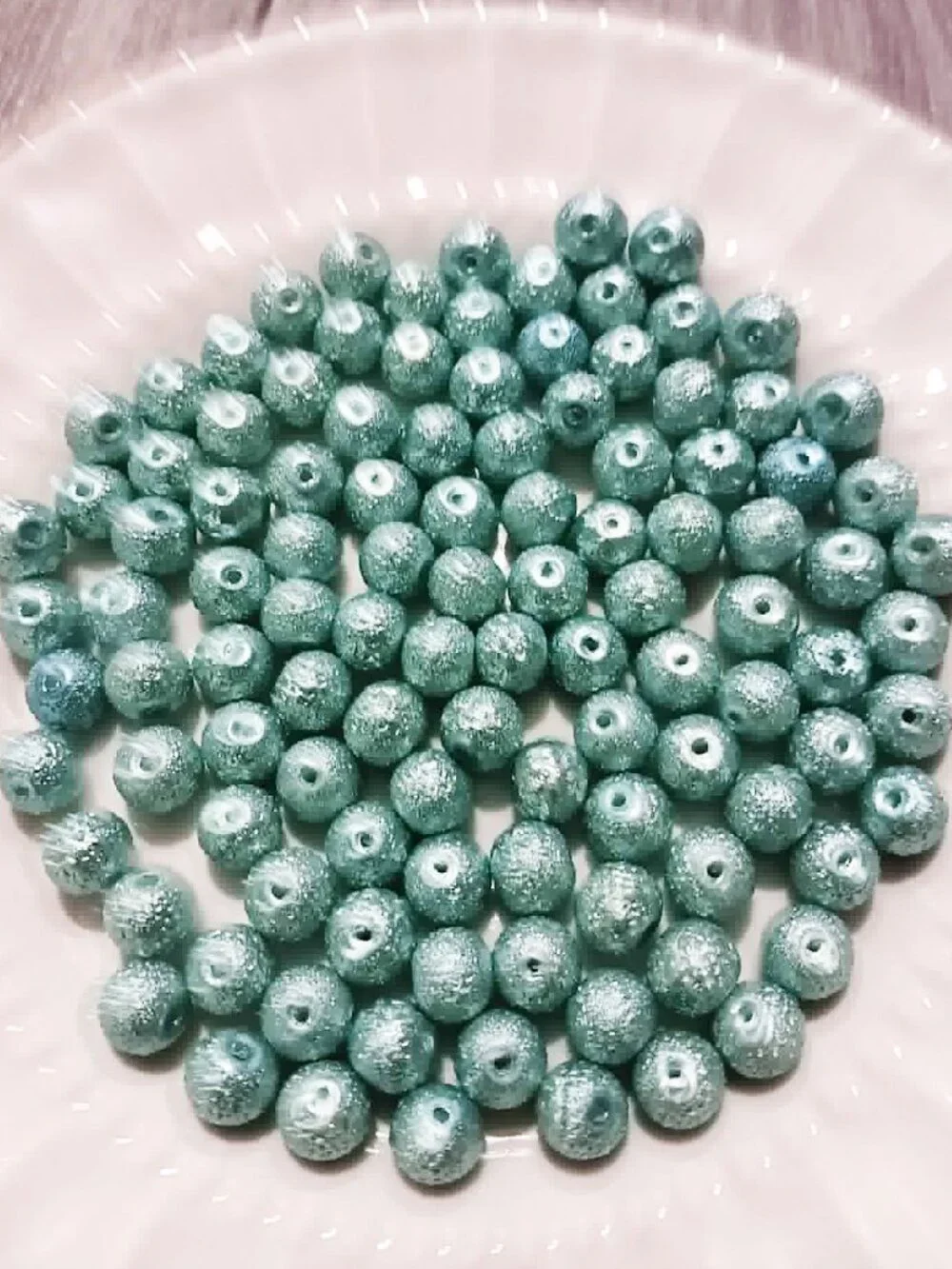 Bulk Lot of 8mm Baby Blue Rustic Glass Pearl Beads